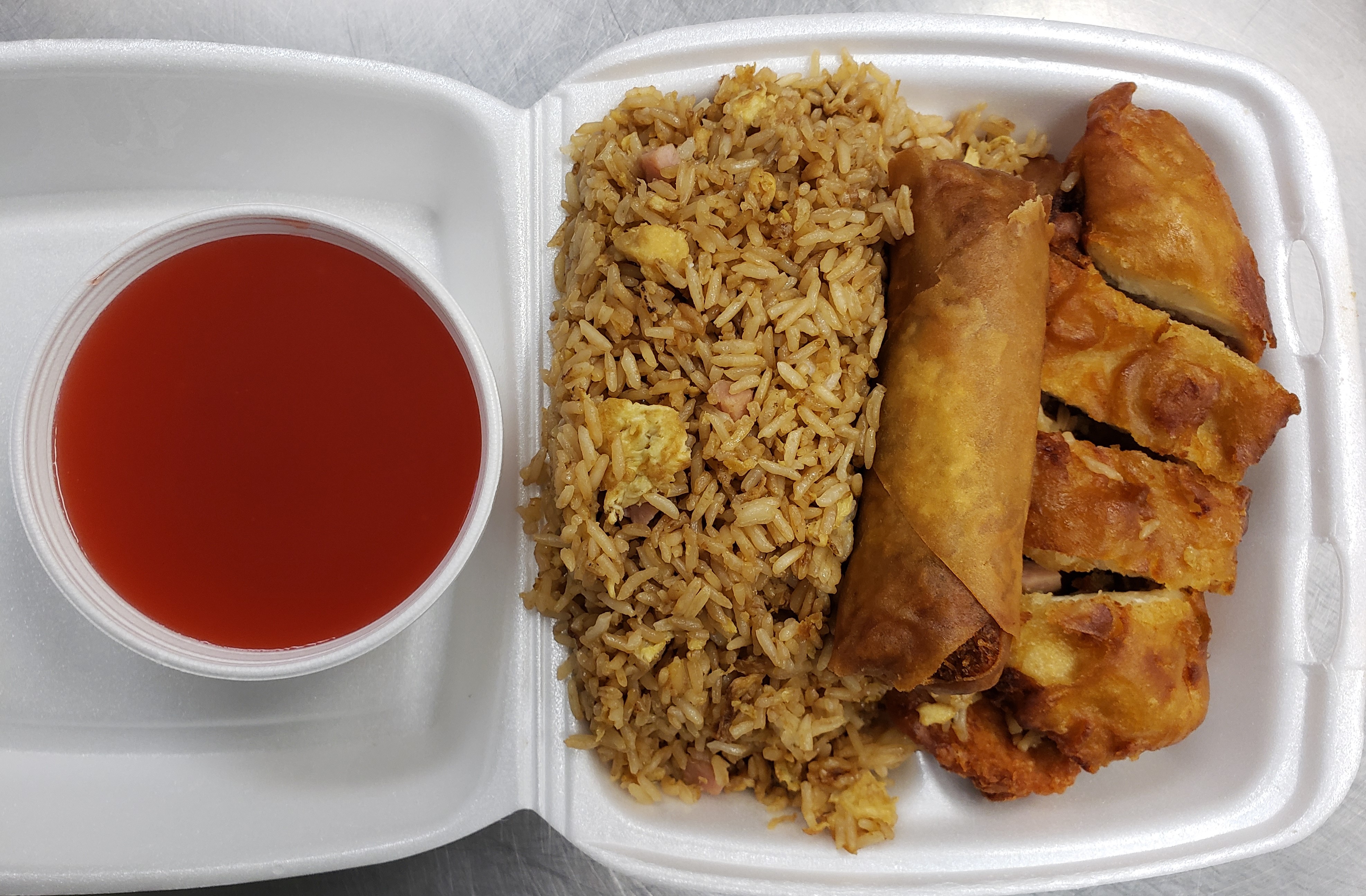 Order L2. Sweet and Sour Chicken and Egg Roll Lunch food online from Golden Pearl store, Salt Lake City on bringmethat.com