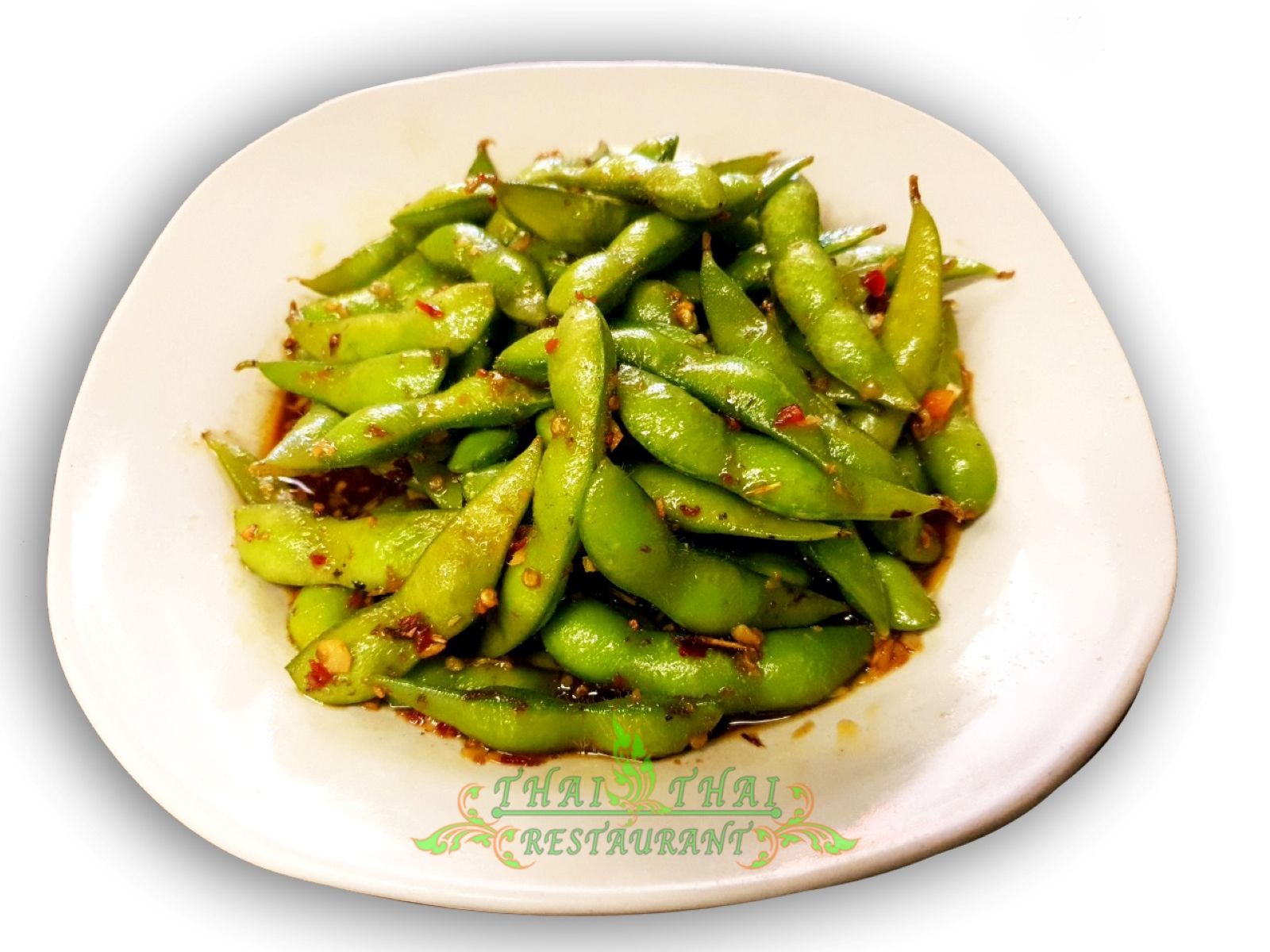 Order A23. Spicey Edamame food online from Thai Thai Restaurant store, Fallbrook on bringmethat.com