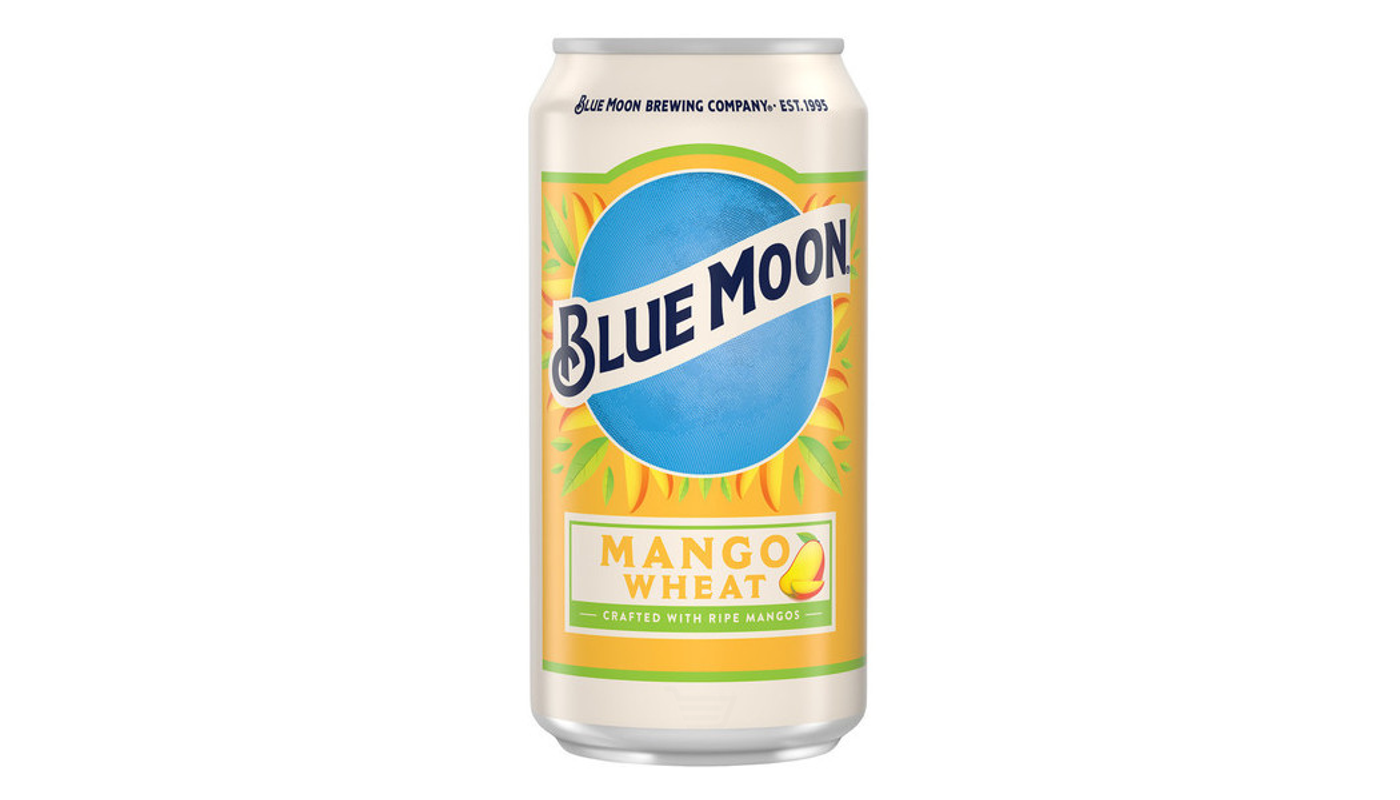 Order Blue Moon Mango Wheat Craft Beer 6x 12oz Cans food online from Plaza Market store, Baldwin Park on bringmethat.com