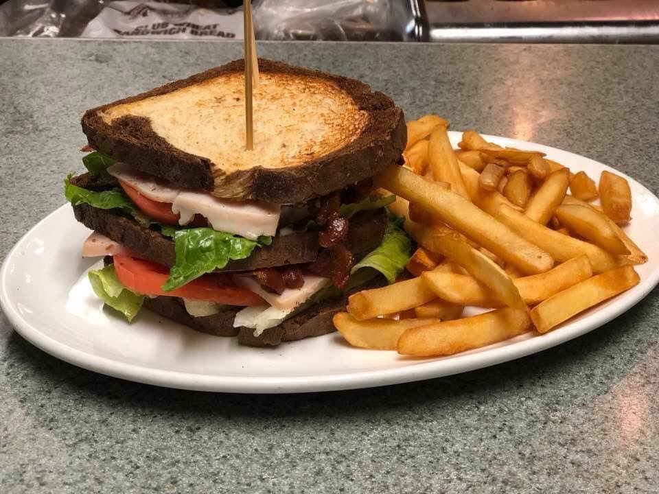 Order Turkey Club Sandwich & fries food online from Granite Street Cafe store, Quincy on bringmethat.com