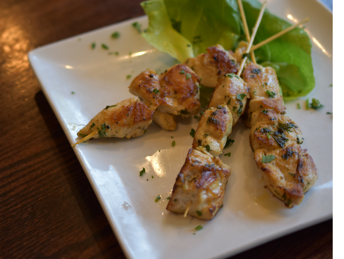 Order Garlic and Herb Marinated Chicken Skewers food online from Maggie Mcfly's store, Southbury on bringmethat.com