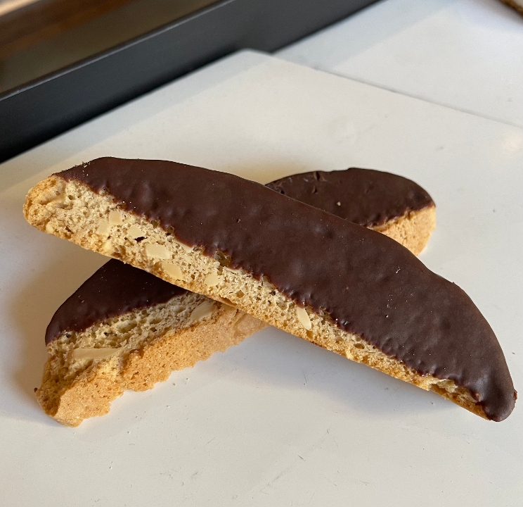 Order Chocolate Dipped Almond Biscotti food online from Baked & Wired store, Washington on bringmethat.com