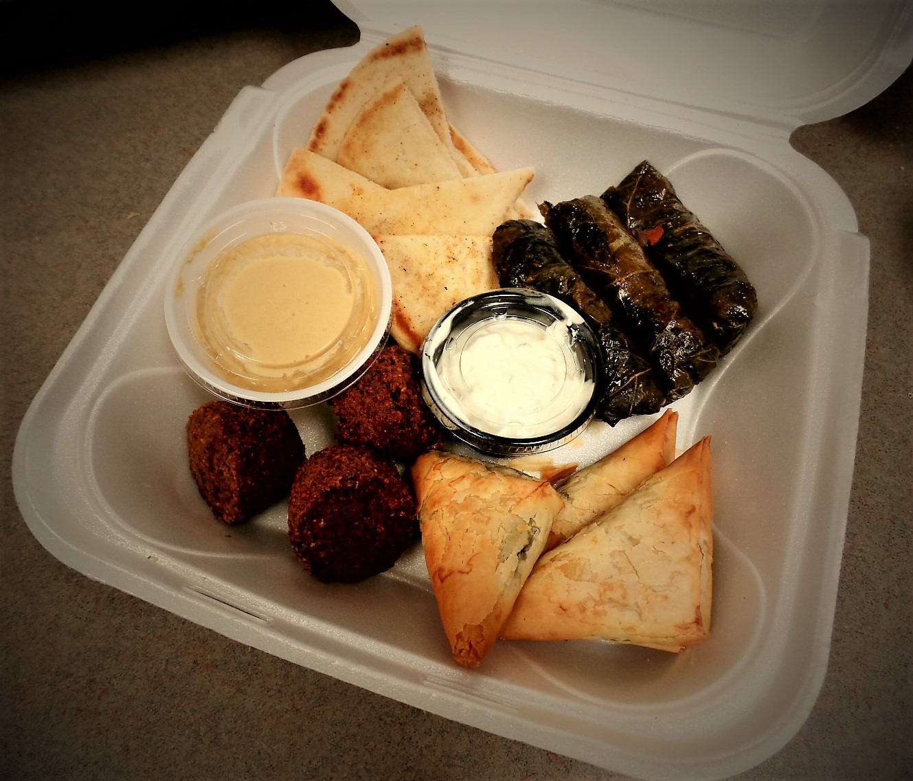 Order Greek Sampler Platter food online from Your Greek Cousin store, West Palm Beach on bringmethat.com