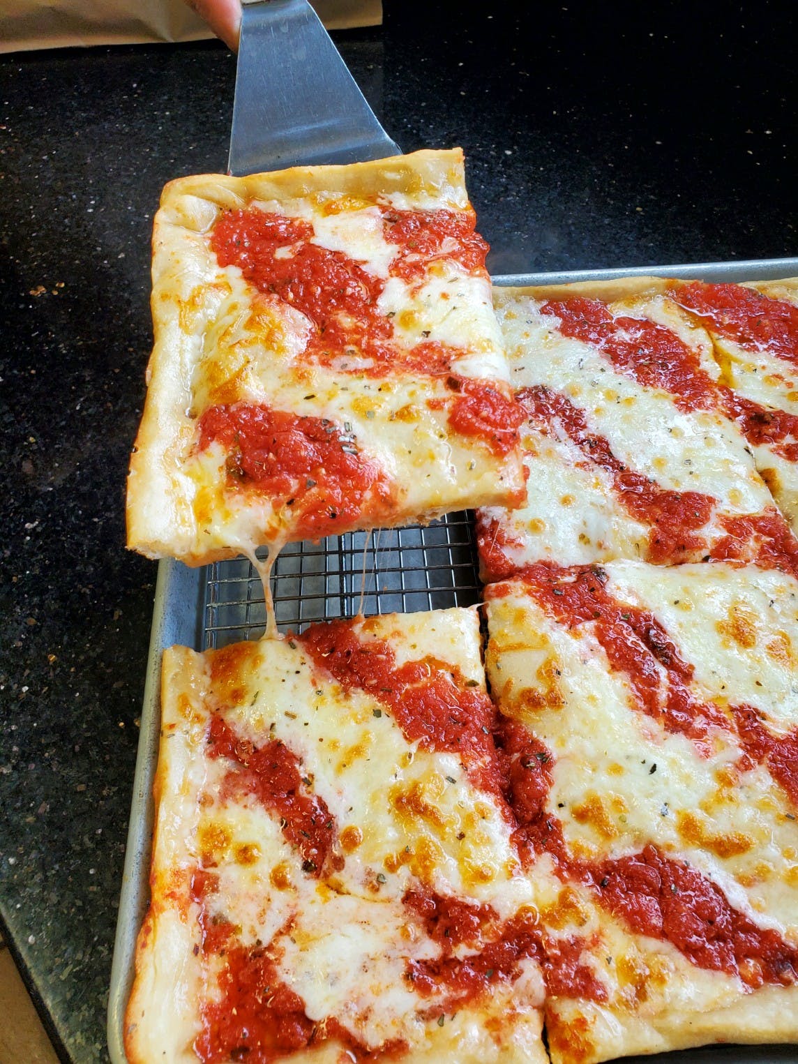 Order Grandma Pizza - 18" food online from Gino's Of Tuscany store, Bethpage on bringmethat.com