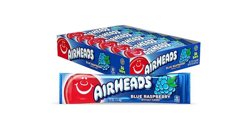 Order Air Heads Blue Raspberry - Pack Of 36 food online from Red Roof Market store, Lafollette on bringmethat.com