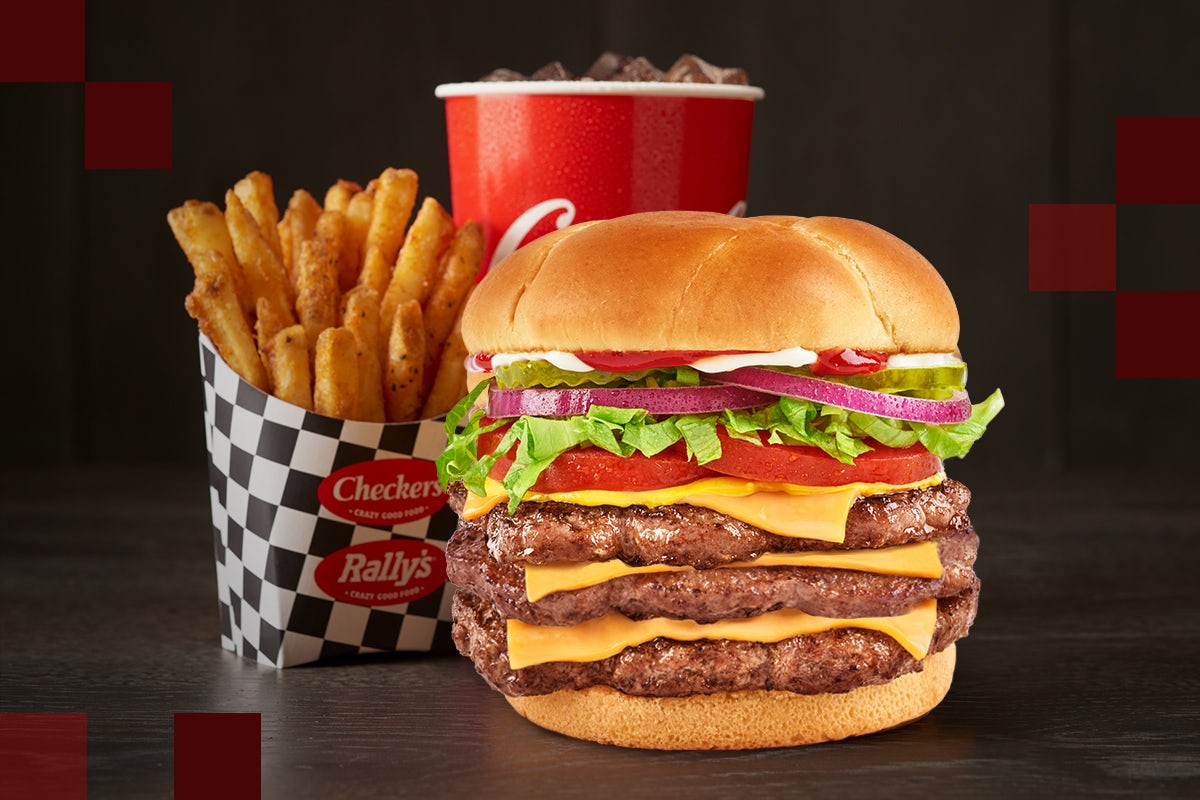 Order Triple Big Buford® Combo food online from Rally's Hamburgers store, Brook Park on bringmethat.com