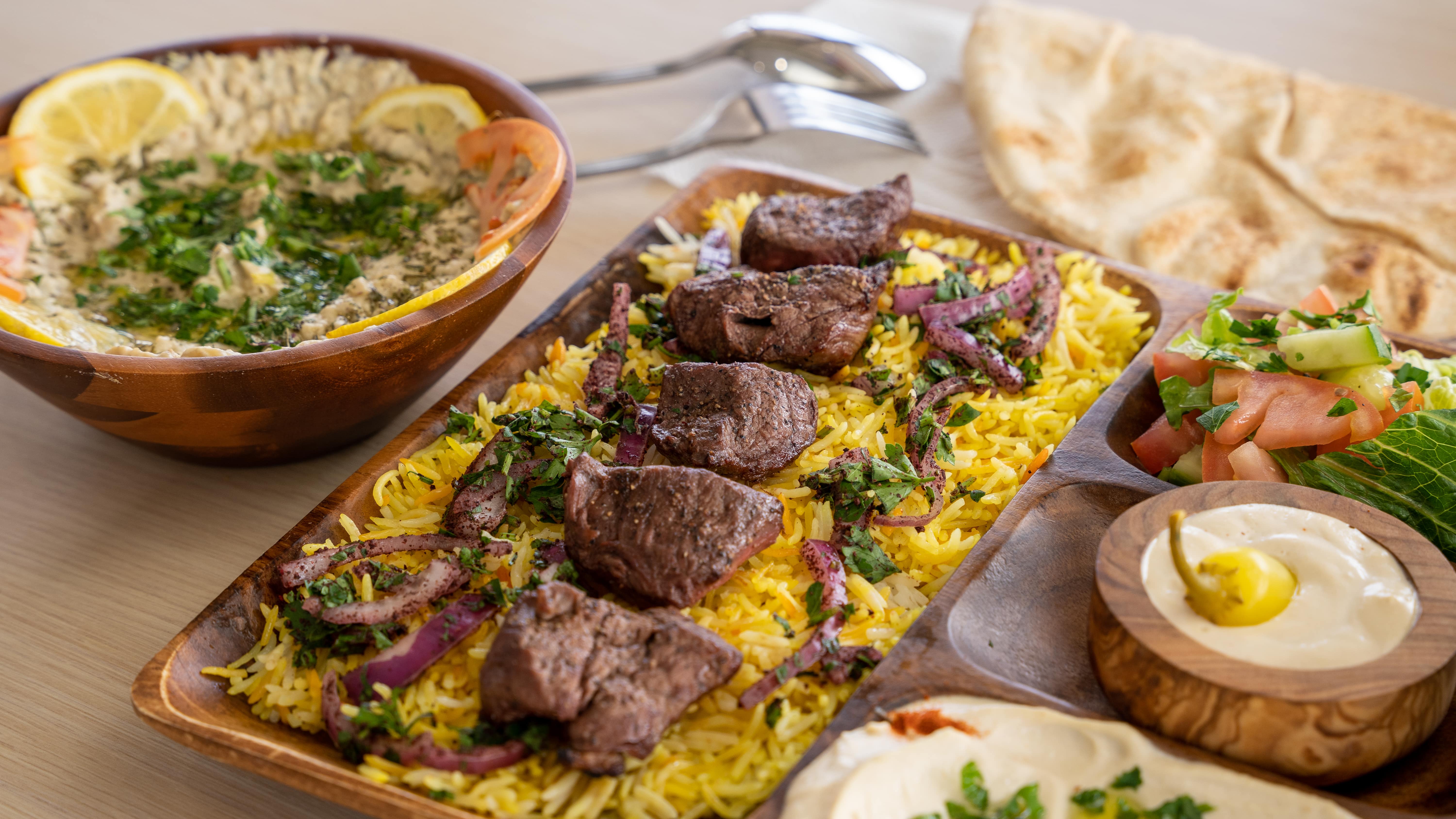 Order Filet Mignon Kabob Plate food online from Medmix store, Garden Grove on bringmethat.com