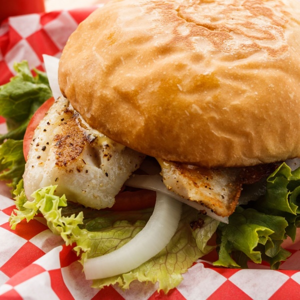 Order Grill Tilapia Burger food online from Bullchicks store, Baton Rouge on bringmethat.com