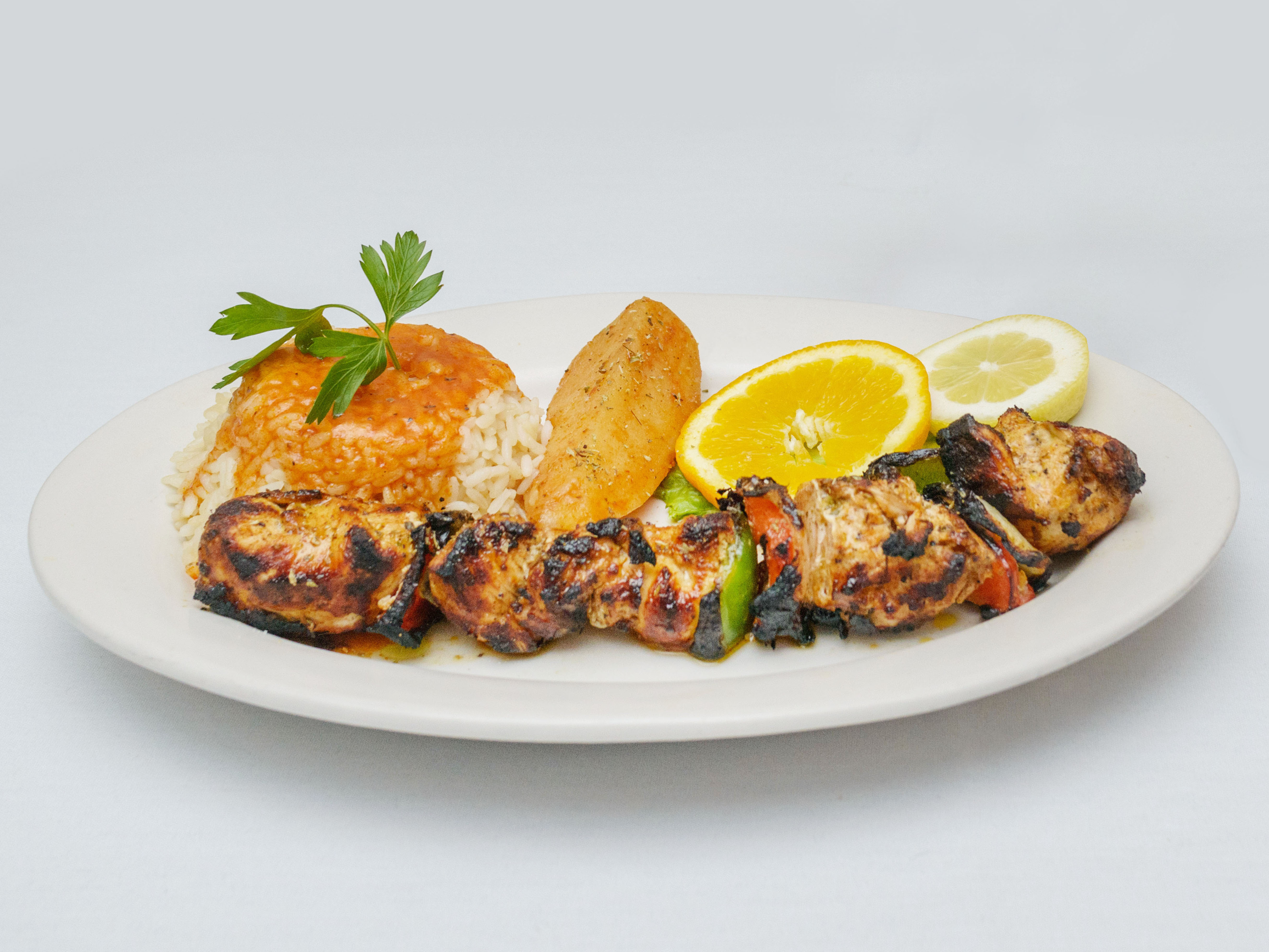 Order Chicken Souvlaki Kebab food online from Papaspiros Greek Taverna store, Oak Park on bringmethat.com