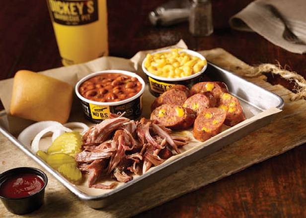 Order Pork & Kielbasa Plate food online from Dickey's Barbecue Pit store, Campbell on bringmethat.com