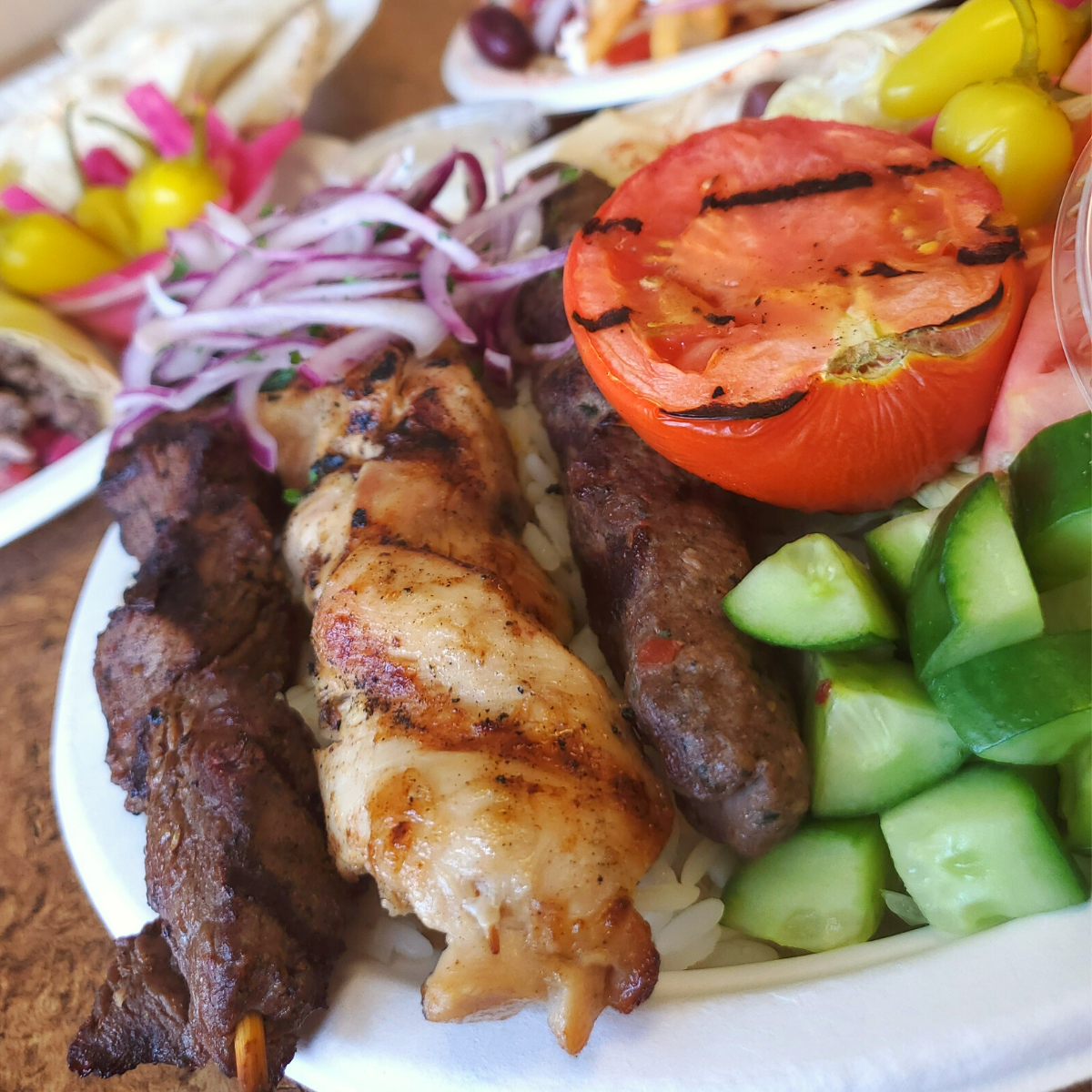 Order Combo Kabob Plate food online from Alwazir Chicken store, Los Angeles on bringmethat.com
