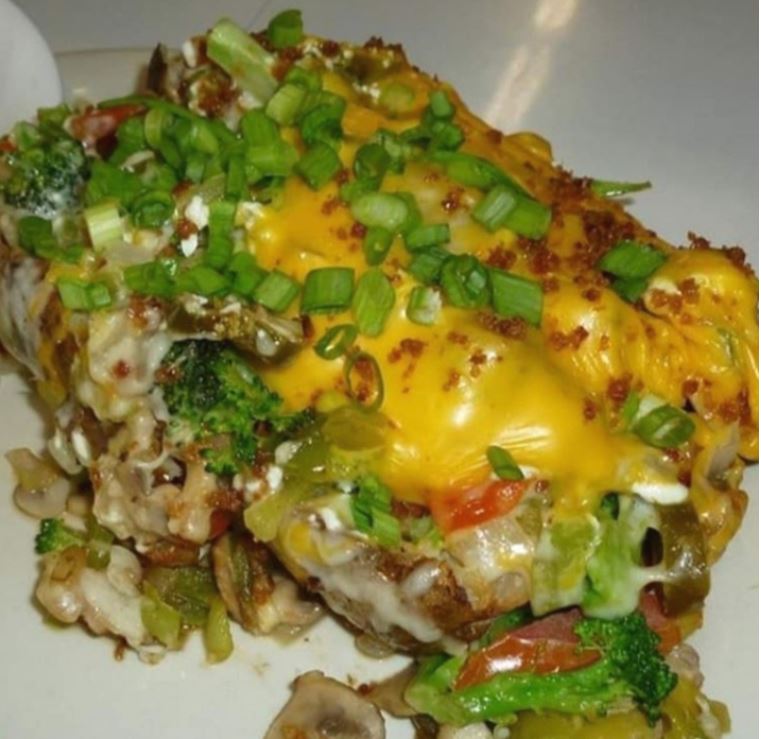 Order Baked potato with the Works food online from Potato Shack Cafe store, Encinitas on bringmethat.com