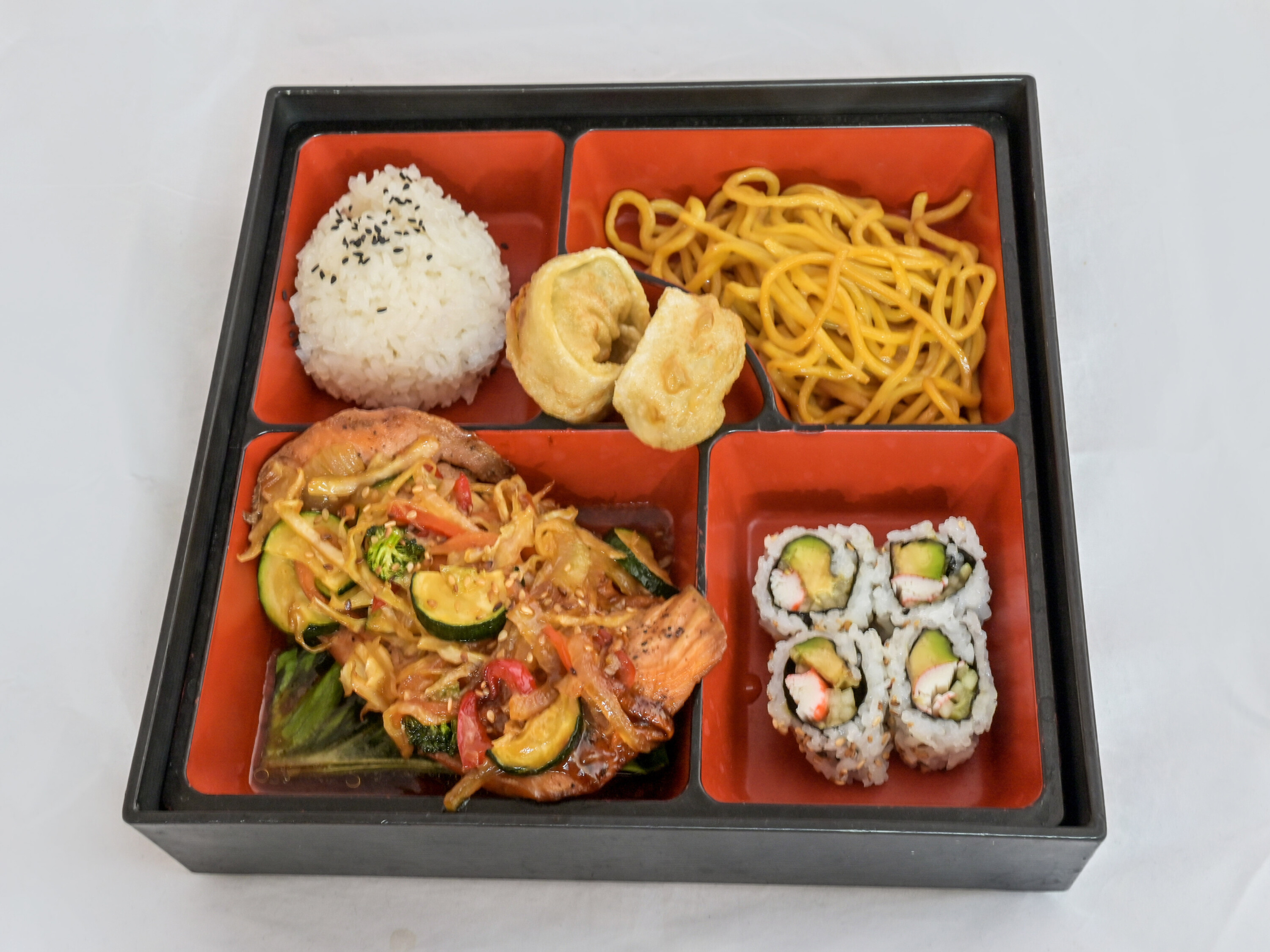 Order Salmon Teriyaki Bento Box Special  food online from Mr Sushi store, Pompton Lakes on bringmethat.com