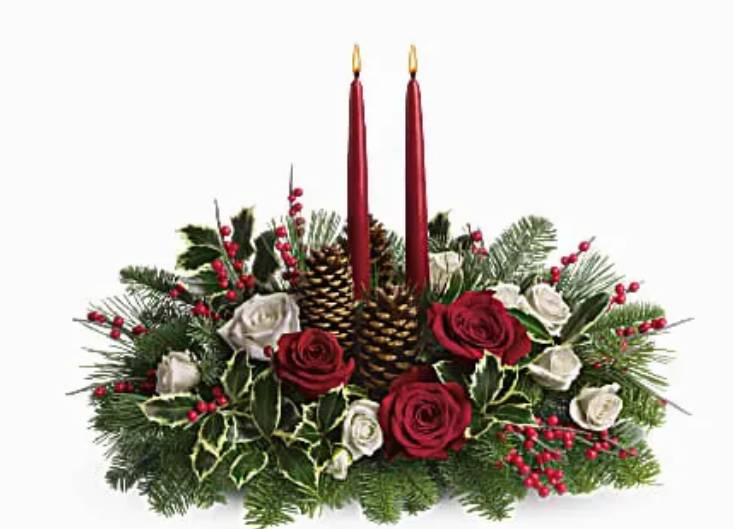 Order CHRISTMAST CENTERPICE  medium size food online from Eugenia Flowers store, Cicero on bringmethat.com