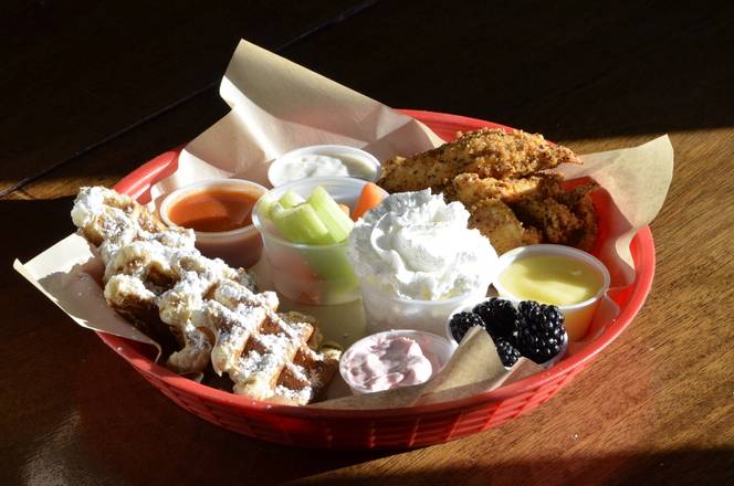 Order Single Little Chicken And Waffle Platter food online from Waffle Brothers store, Denver on bringmethat.com