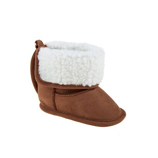 Order Stepping Stones Size 0-3M Faux Suede Sherpa Booties in Chestnut food online from Bed Bath & Beyond store, Lancaster on bringmethat.com
