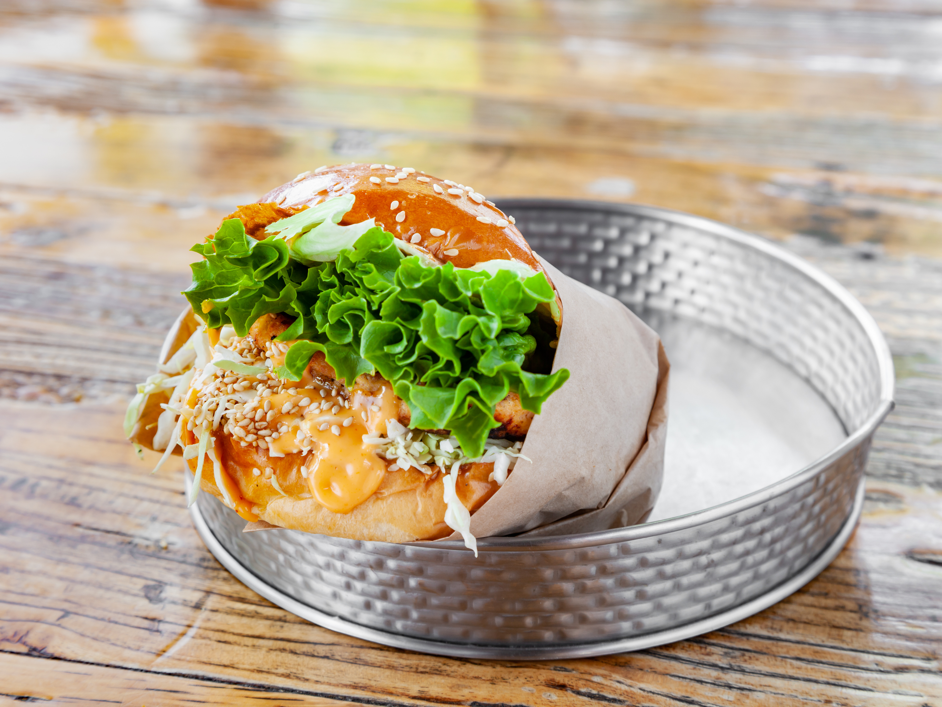 Order Salmon Burger food online from A+ Burger store, Oakland on bringmethat.com