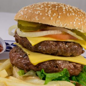 Order Double Cheeseburger food online from Falafel Corner store, Sacramento on bringmethat.com