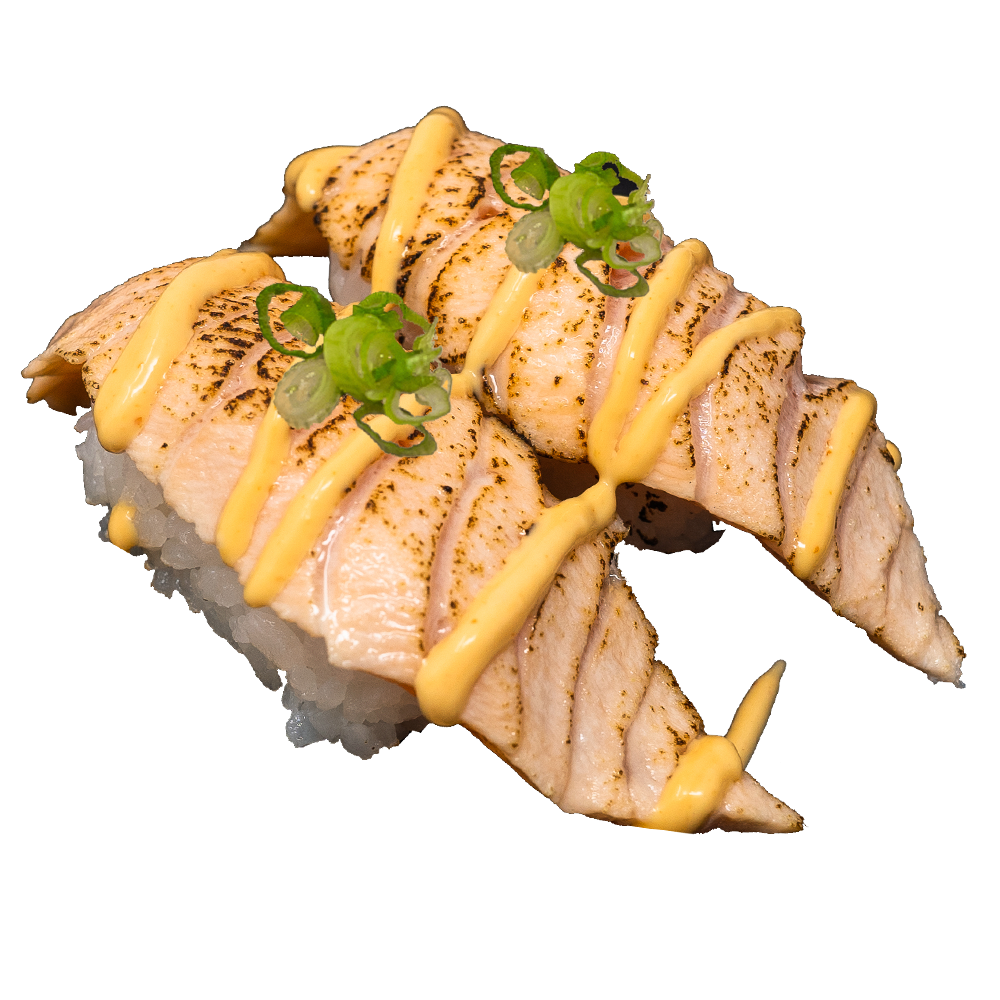 Order Aburi Salmon Spicy Mayo Nigiri food online from Hikari Sushi store, San Francisco on bringmethat.com