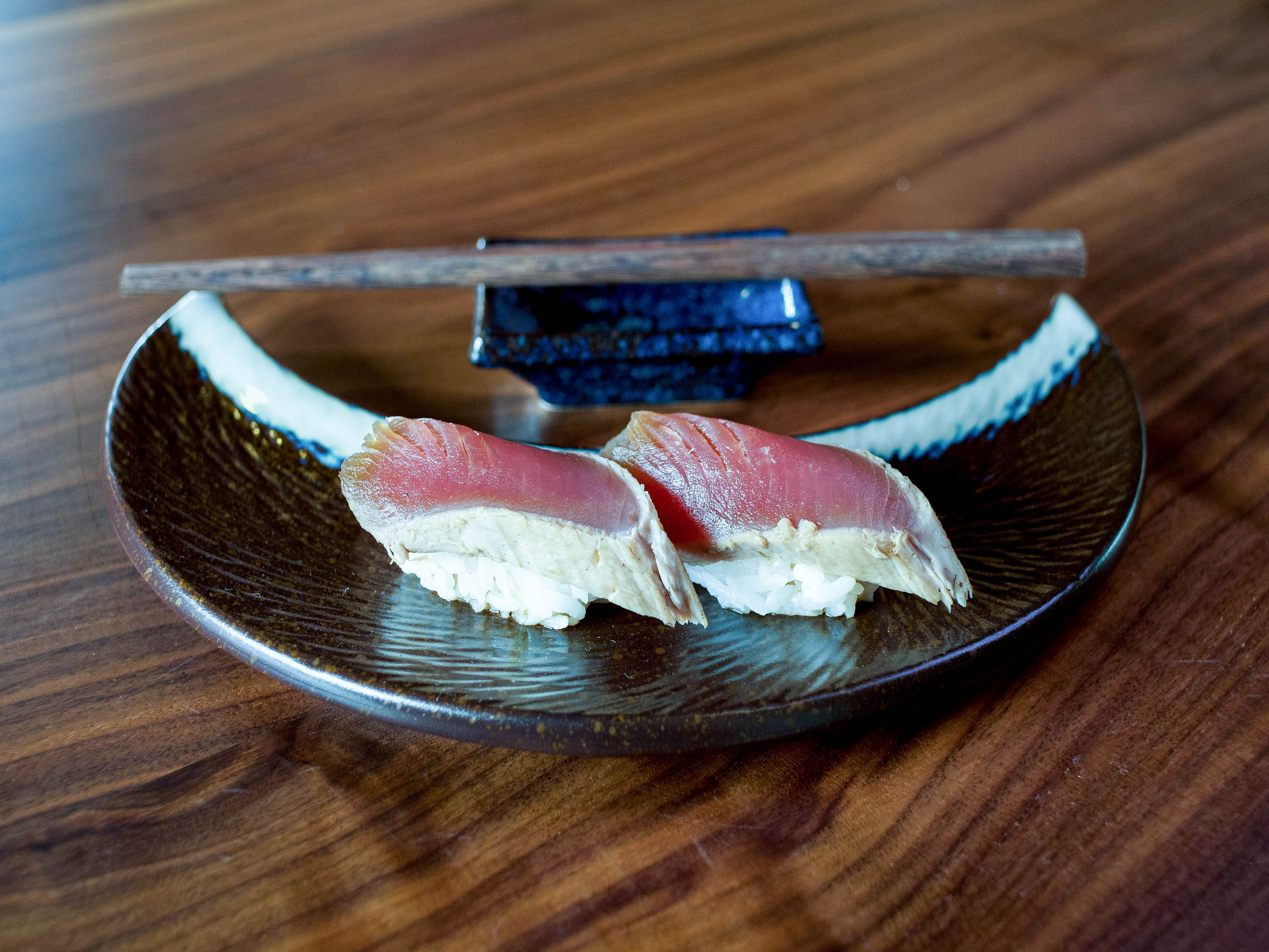 Order Bonito Seared Tuna Nigiri food online from Kyuzou store, Brentwood on bringmethat.com