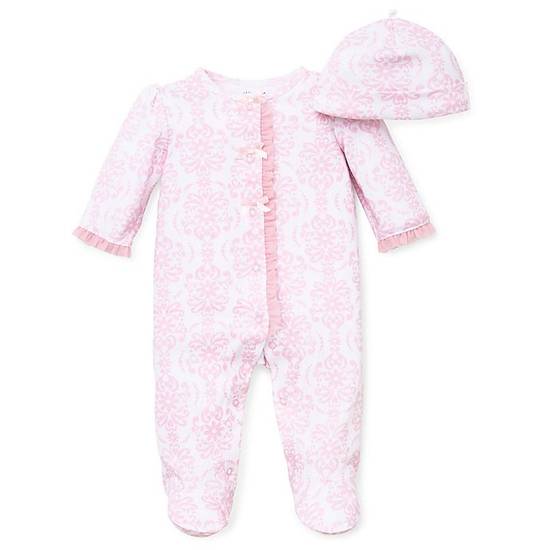 Order Little Me® Preemie 2-Piece Damask Scroll Footie and Hat Set in Pink food online from Bed Bath & Beyond store, Lancaster on bringmethat.com