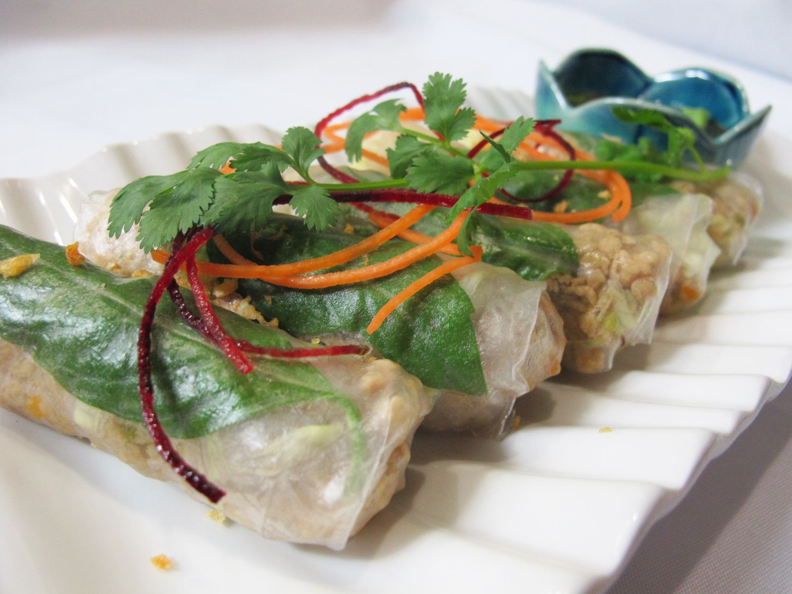 Order BASIL CHICKEN WRAPPED (5) food online from Pinto Urban Thai Diner store, Richardson on bringmethat.com