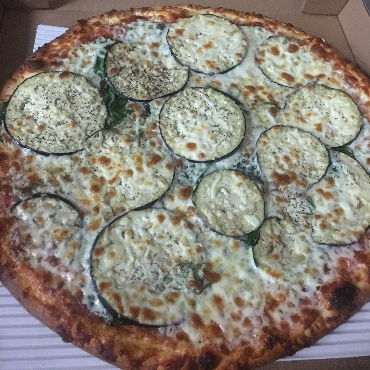 Order #8. Eggplant Pizza - Small 12'' food online from New York Pizza & Pasta store, Pleasanton on bringmethat.com