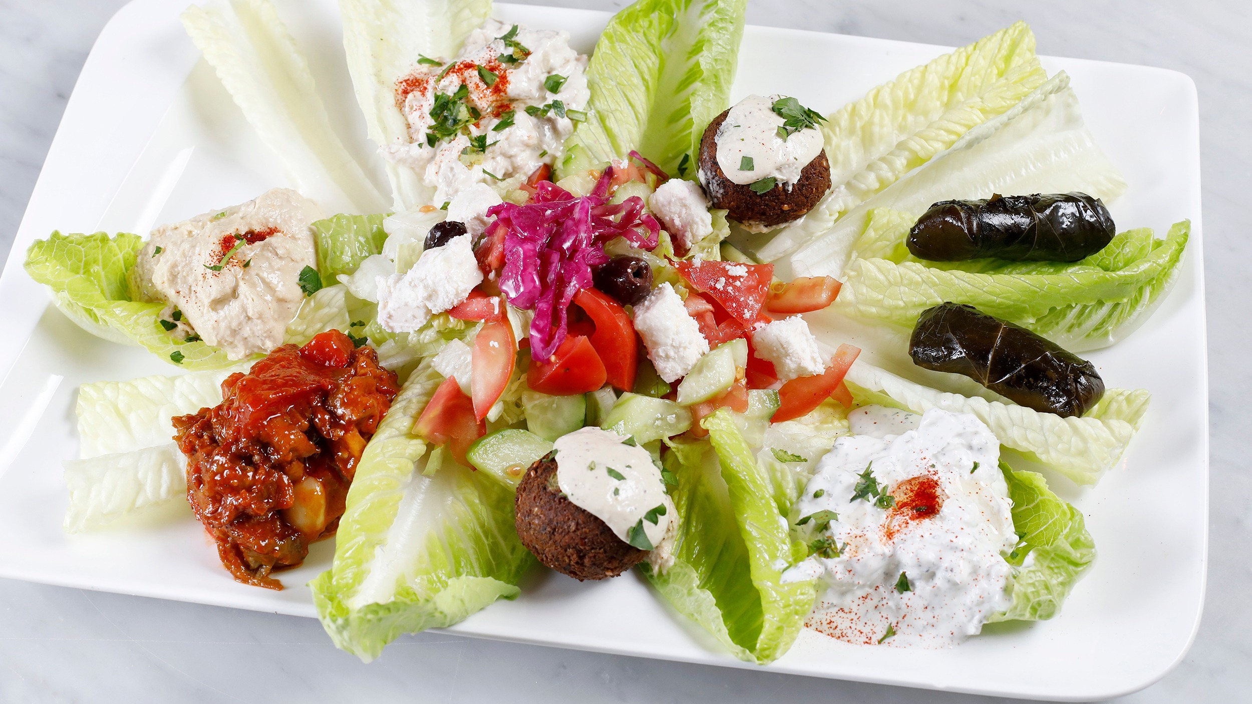 Order Appetizer Combo Plate food online from Greek Bistro store, San Francisco on bringmethat.com