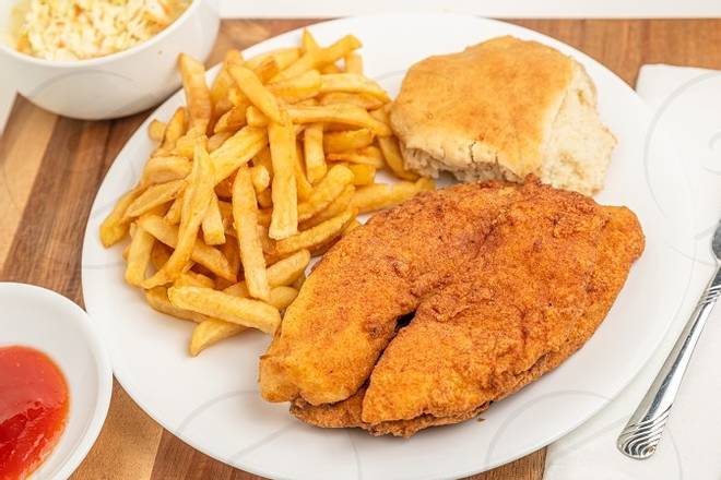 Order 3 pcs Tilapia with fries 20 onz soda  food online from Crown Fried Chicken & Halal Foods store, Wilkes-Barre on bringmethat.com