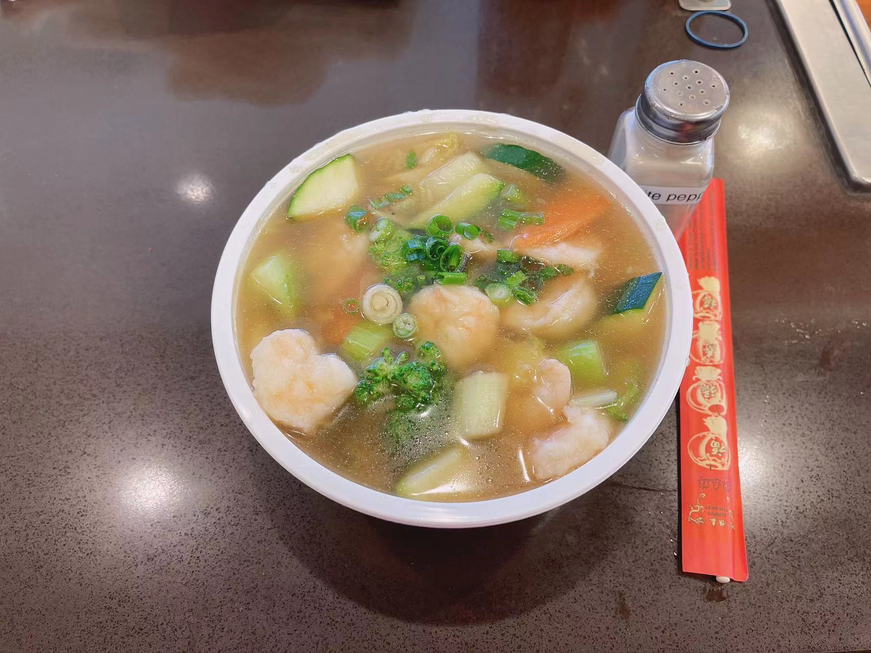 Order Shrimp Mix Vegetables Soup food online from Panpan Wok store, Oceanside on bringmethat.com
