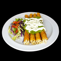 Order Flautas 4 food online from Bigotes Street Tacos store, The Woodlands on bringmethat.com