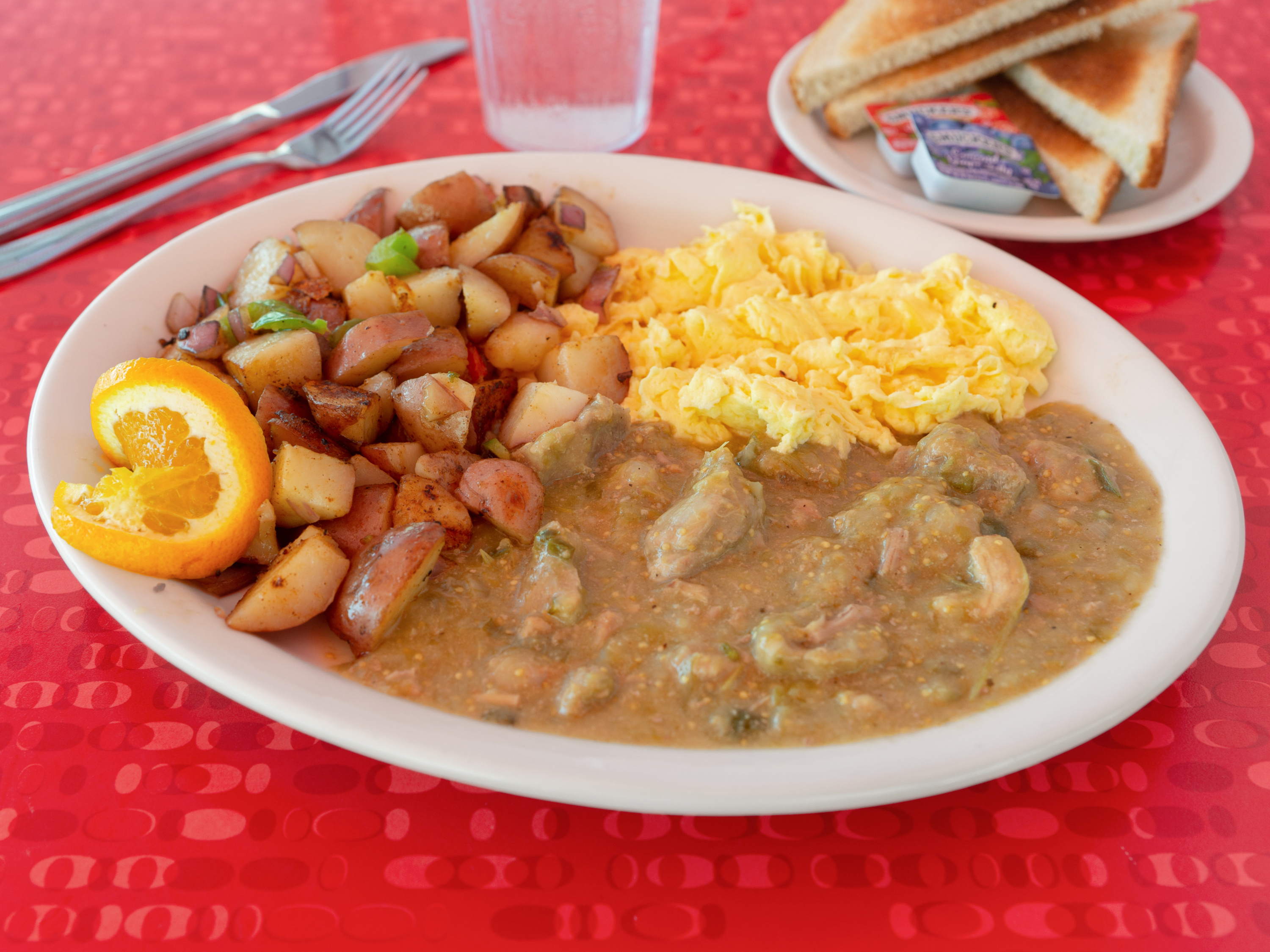 Order Pork Chile Verde and Eggs Platter food online from Mr D store, Placentia on bringmethat.com