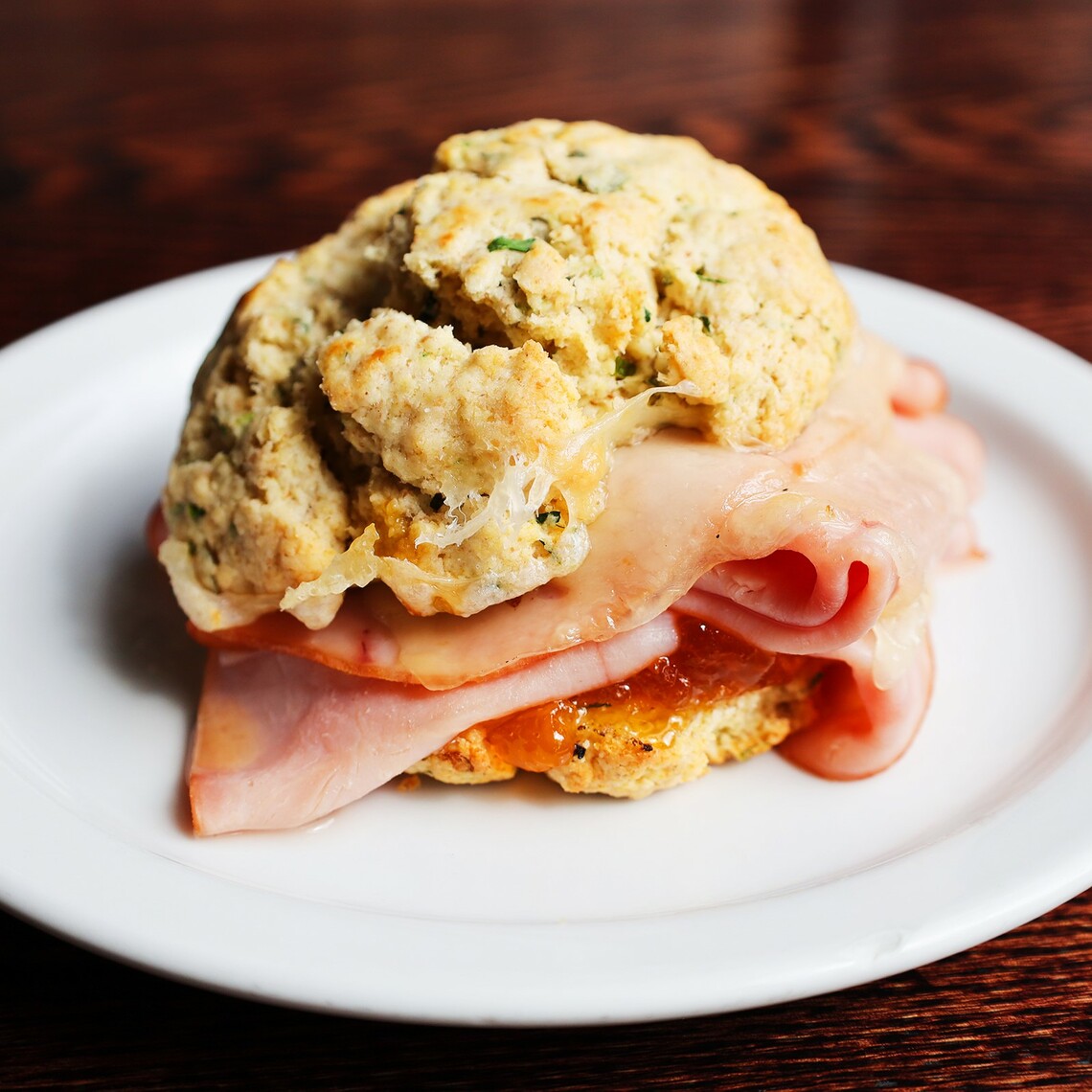 Order Ham and Swiss Sconewich food online from Whistling Kettle Ballston Spa store, Ballston Spa on bringmethat.com