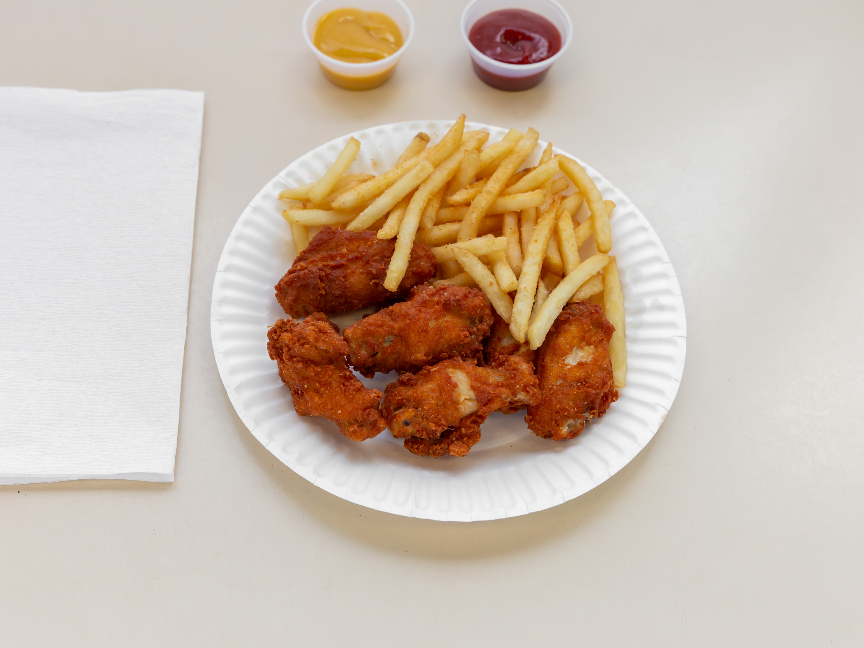 Order 6 pcs Wing Dings with fries  food online from Crown Fried Chicken store, Providence on bringmethat.com