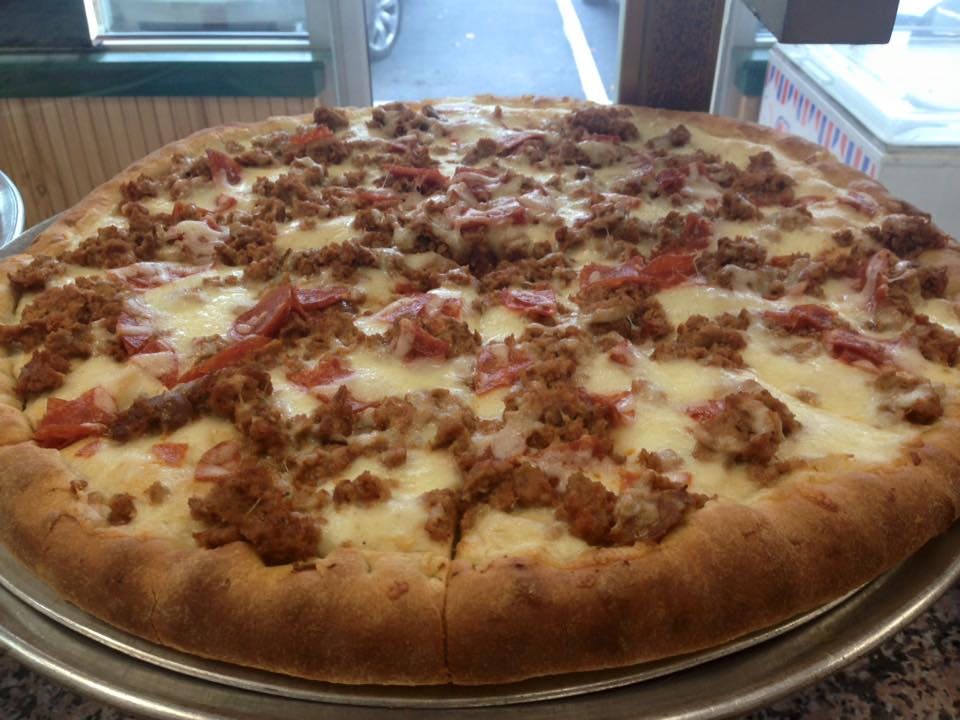 Order Meat Lovers Pizza - Medium 14" food online from Bravo Pizza store, Pottstown on bringmethat.com