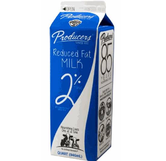 Order Producers Milk - Reduced Fat 2% Quart food online from IV Deli Mart store, Goleta on bringmethat.com
