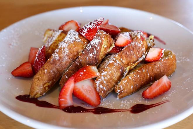 Order French Toast w/ Strawberries* food online from Swami Cafe store, San Diego on bringmethat.com