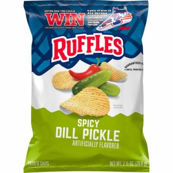 Order Ruffles Spicy Dill Pickle food online from IV Deli Mart store, Goleta on bringmethat.com