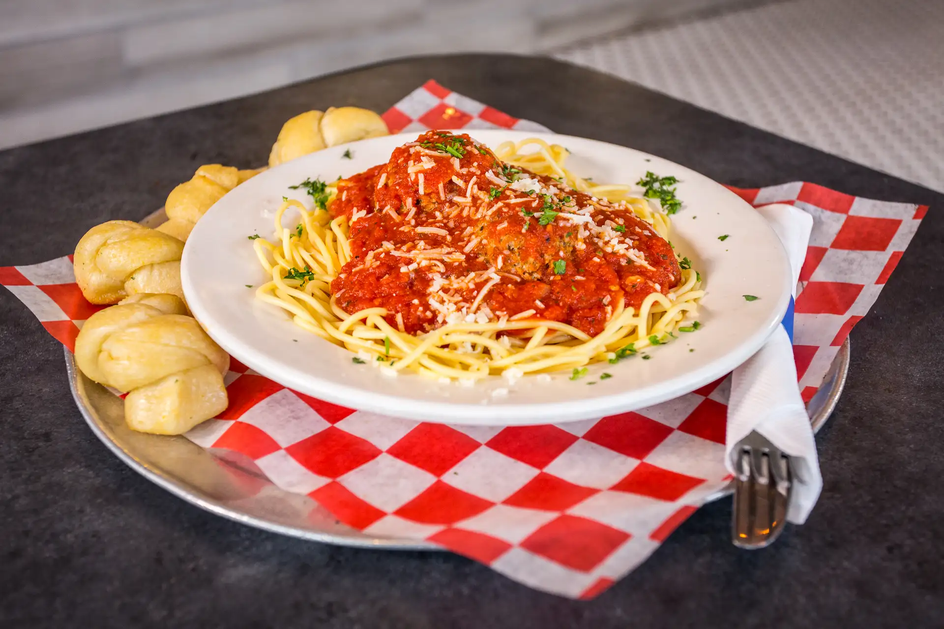 Order Spaghetti with Meatballs food online from Johnny's New York Pizza & Pasta store, Denver on bringmethat.com