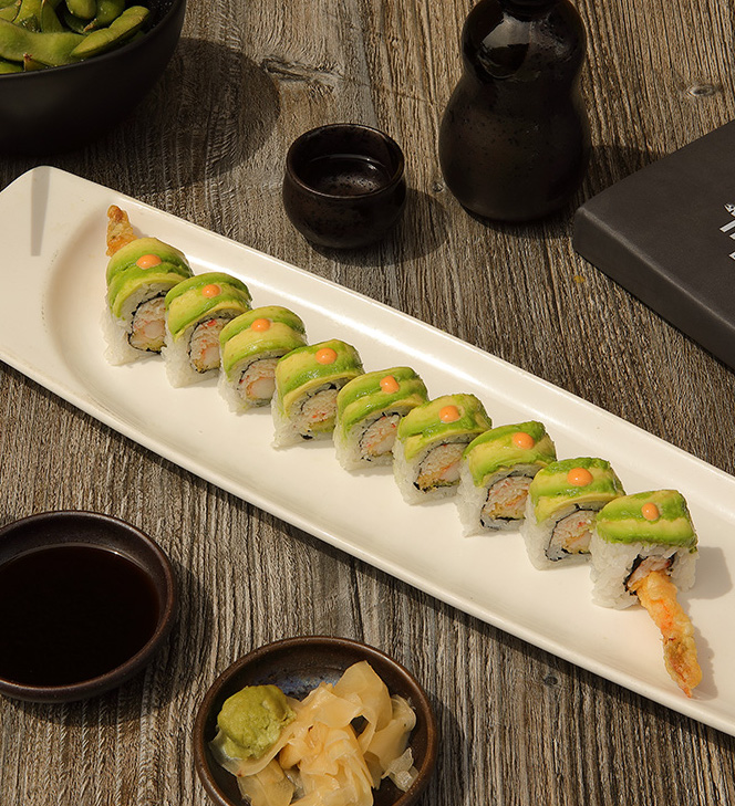 Order Green Monster Roll food online from Trusushi 'n Fish store, Lake Forest on bringmethat.com