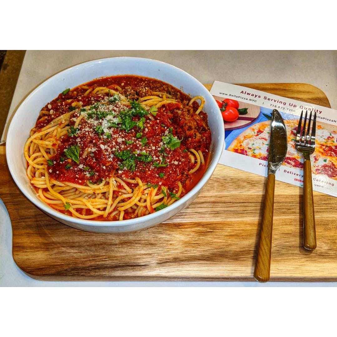 Order Spaghetti - Pasta food online from Bella Pizza store, Springfield Gardens on bringmethat.com