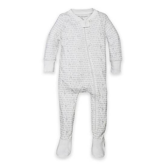 Order Burt's Bees Baby® Size 18M Organic Cotton Alphabet Bee Footed Pajama in Grey food online from Bed Bath & Beyond store, Lancaster on bringmethat.com