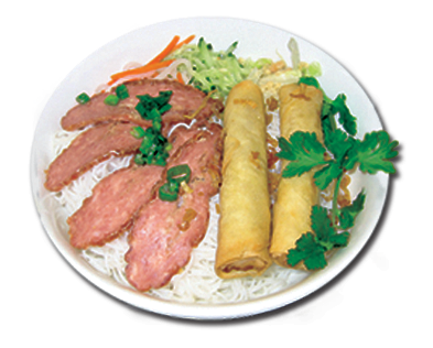 Order 62. Vermicelli with 2 Egg Rolls and  Vietnamese Pork Sausage food online from Pho Long Beach store, Long Beach on bringmethat.com
