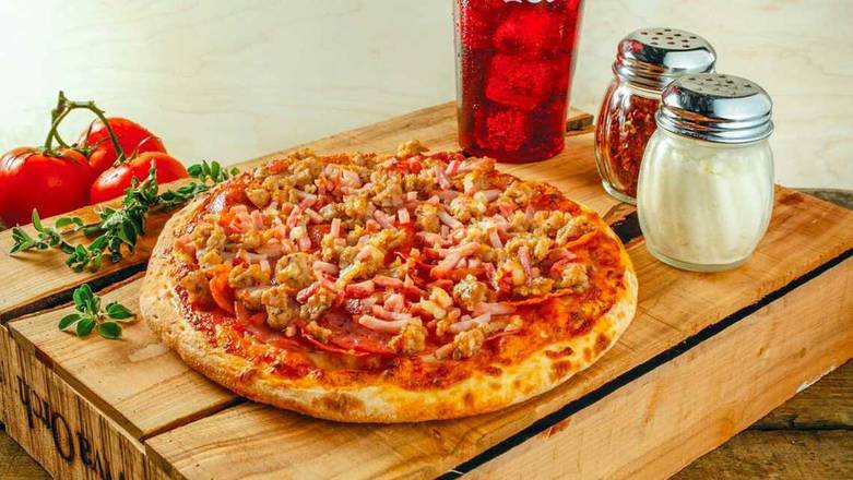 Order All Meat Pizza food online from Pizza Factory Inc store, Arlington on bringmethat.com