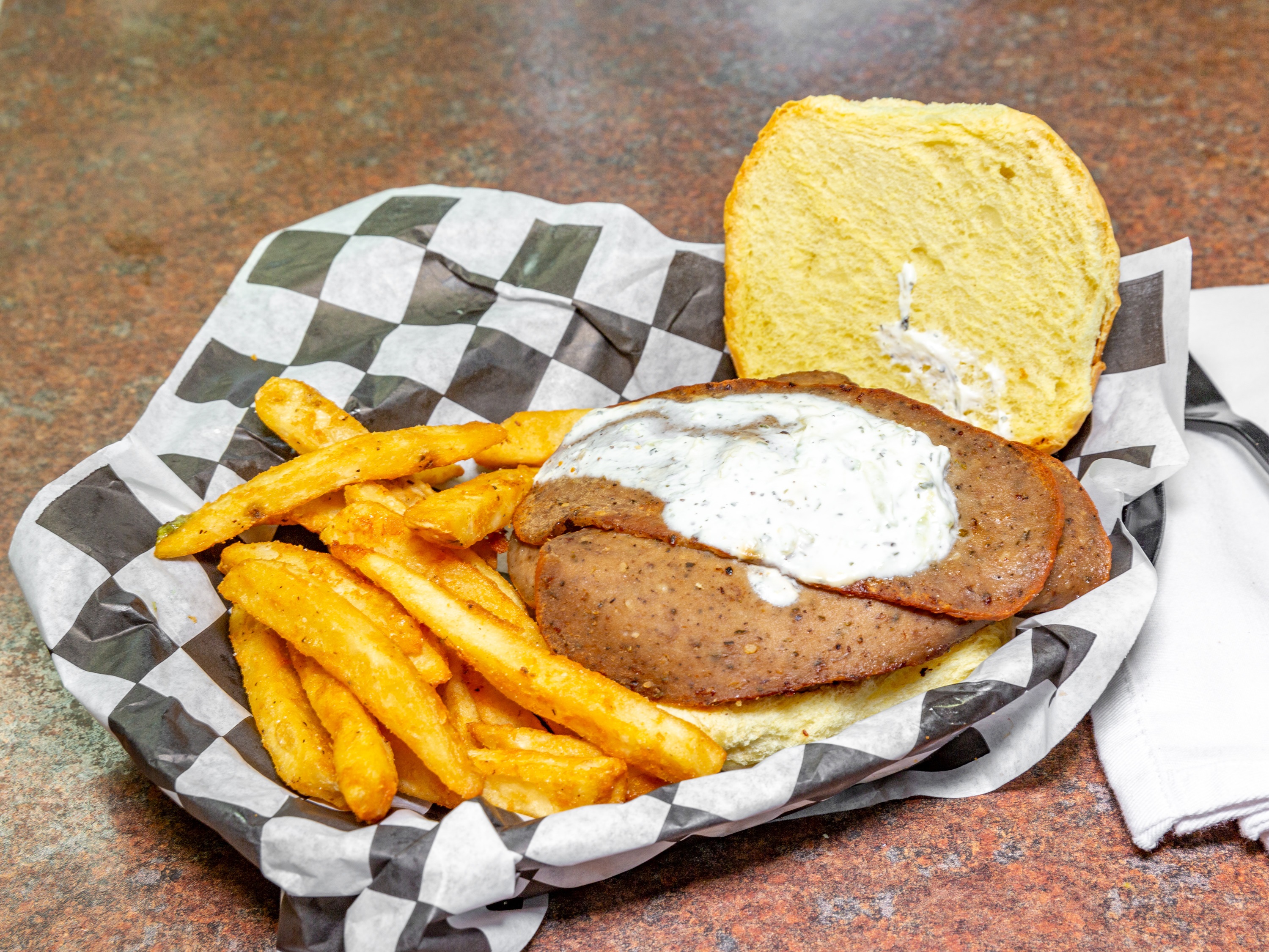 Order The Gyro Burger food online from The Burger Shack store, Whitehall on bringmethat.com