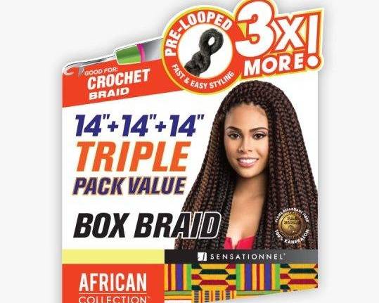 Order Triple Pack Crochet Box Braid 14" COLOR: 1 (jet black) food online from iDa Beauty Supply Store store, Middletown on bringmethat.com