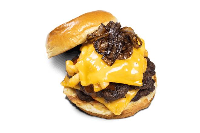 Order Kickin' Mac Attack Burger food online from $5 Burgers store, Denver on bringmethat.com