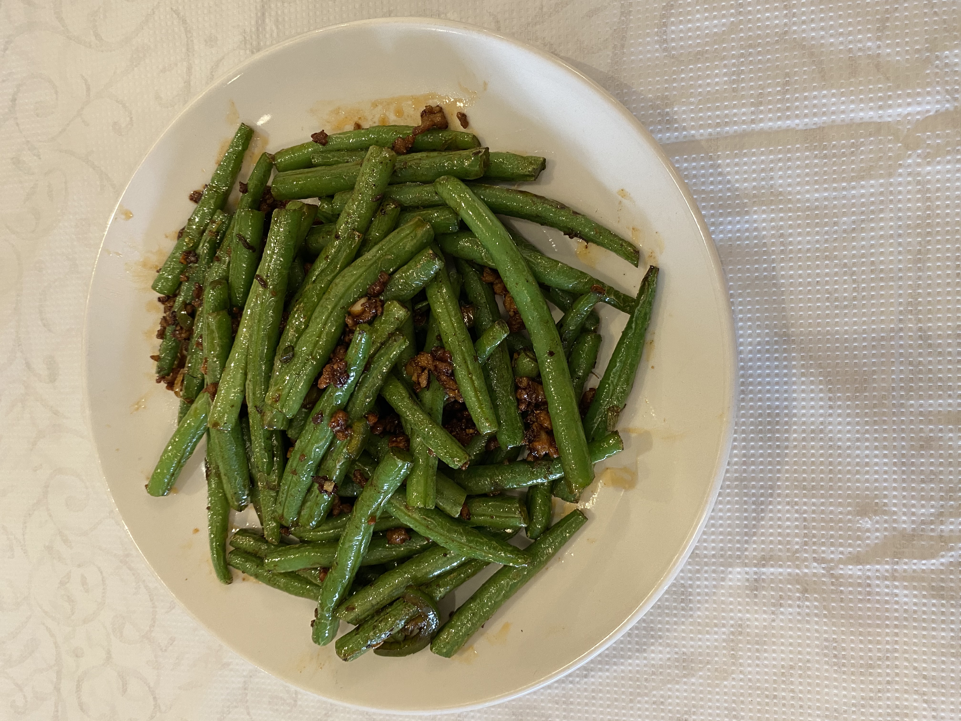Order 95. Spiced Dry Braised String Beans with Minced Pork food online from Great Eastern Restaurant store, San Francisco on bringmethat.com