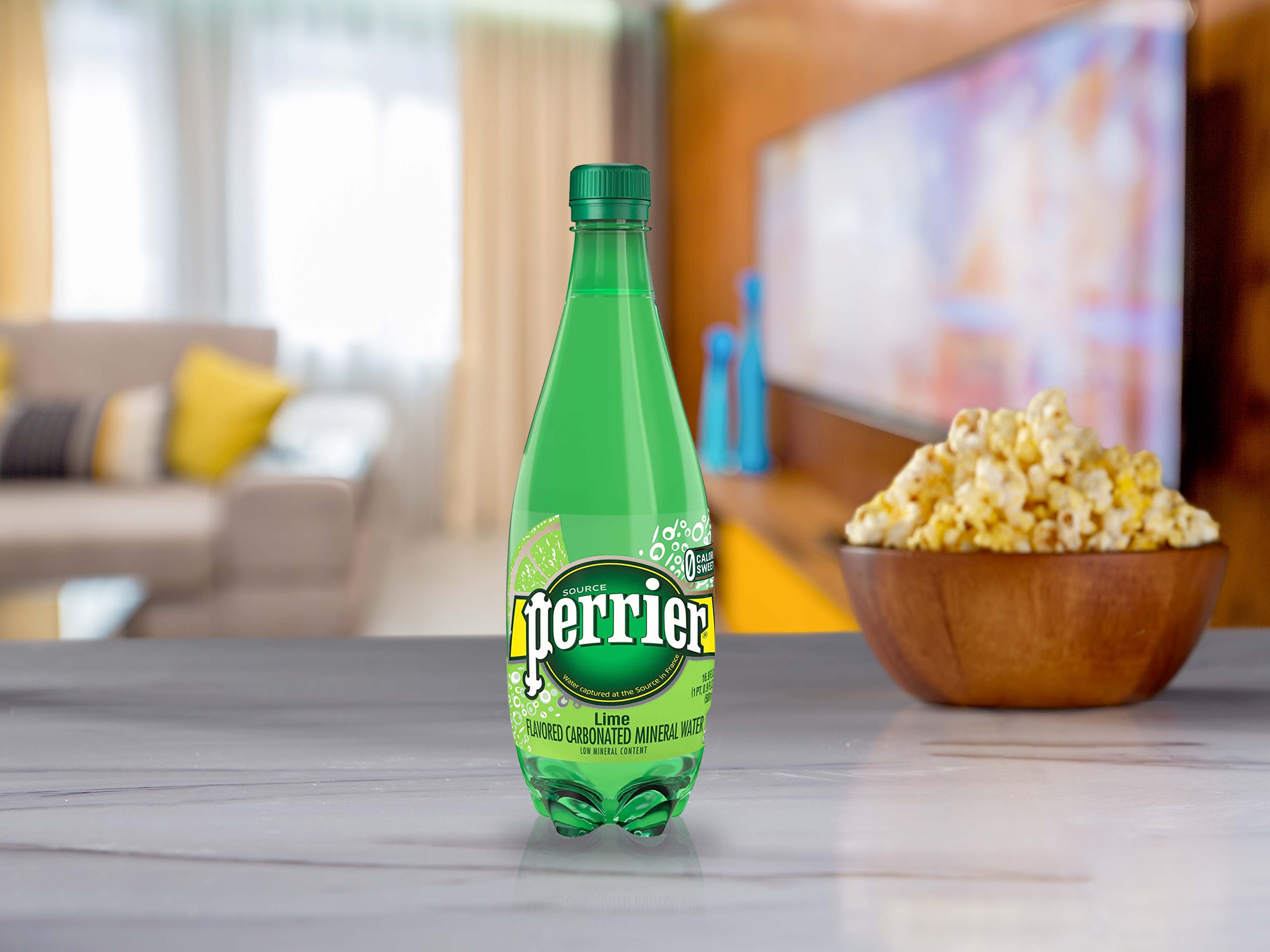 Order 16.9 oz. Perrier Lime Flavored Carbonated Mineral Water food online from Harkins Theatres Cerritos 16 store, Cerritos on bringmethat.com