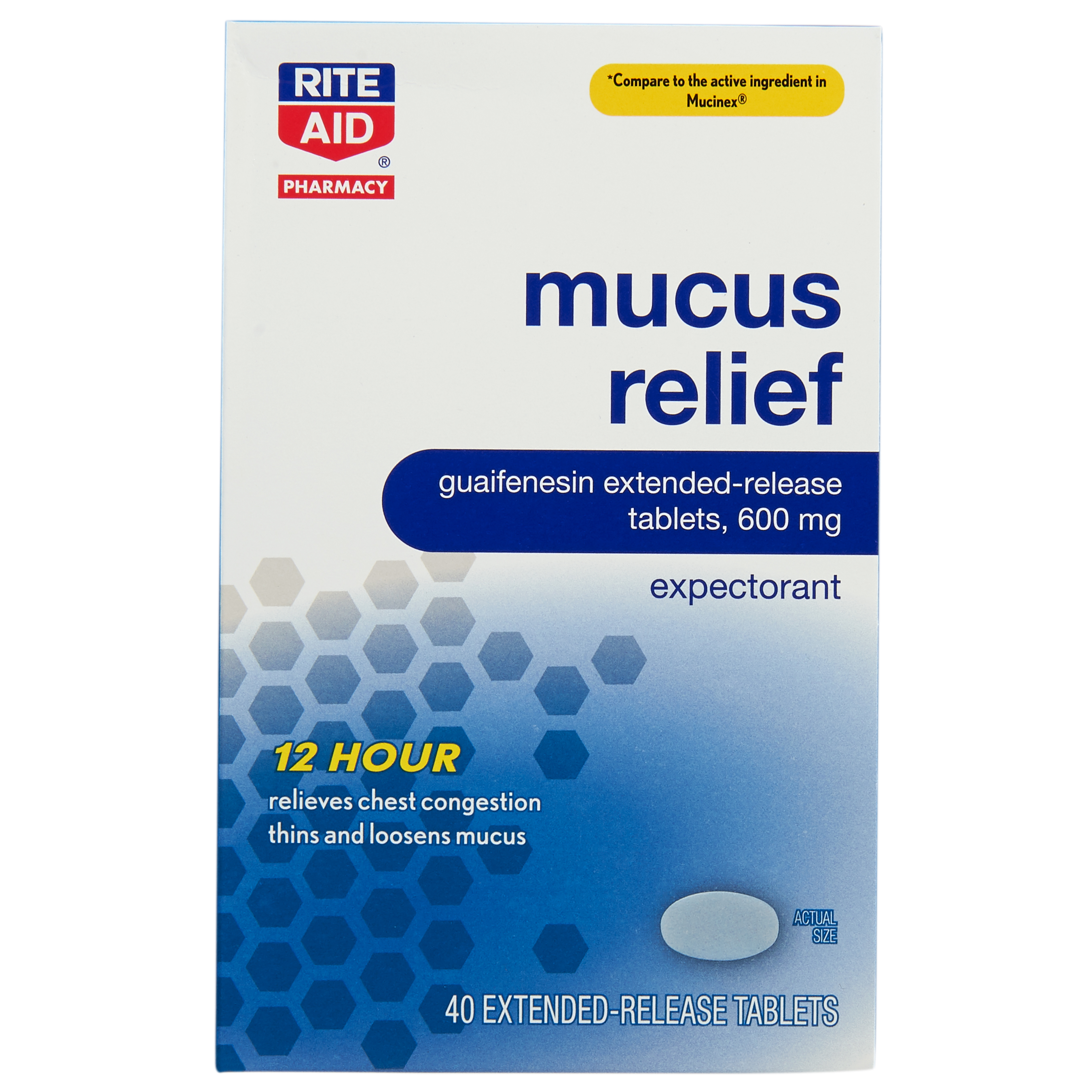 Order Rite Aid Mucus Relief Extended-Release Tablets,  600mg - 40 ct food online from Rite Aid store, SUFFOLK on bringmethat.com